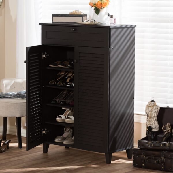 Woodsfurni Studio Espresso Shoe Storage Cabinet