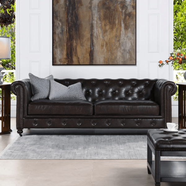 Woodsfurni Samode Chesterfield Leather Sofa