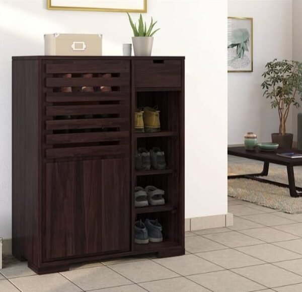 Georgio Solid Wood Shoe Rack in Mahogany Finish