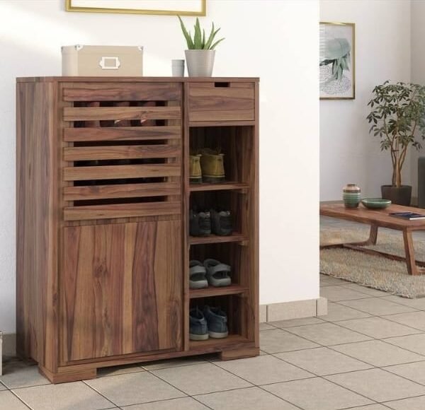 Georgio Solid Wood Shoe Rack in Teak Finish