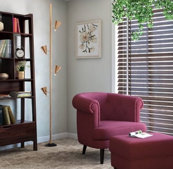 Ladder Solid Wood Book Shelf In Mahogany Finish