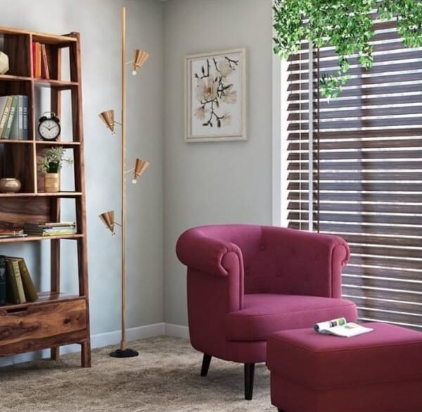 Ladder Solid Wood Book Shelf in Teak Finish
