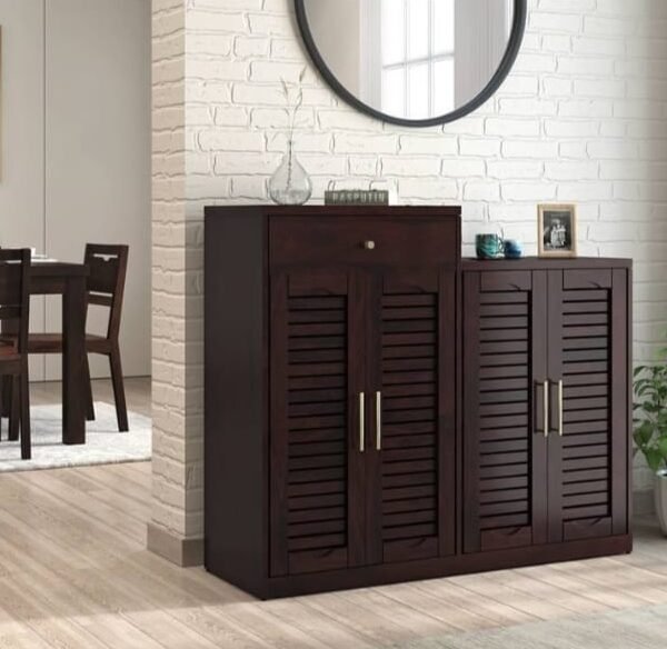 Madden Solid Wood Shoe Rack in Mahogany Finish