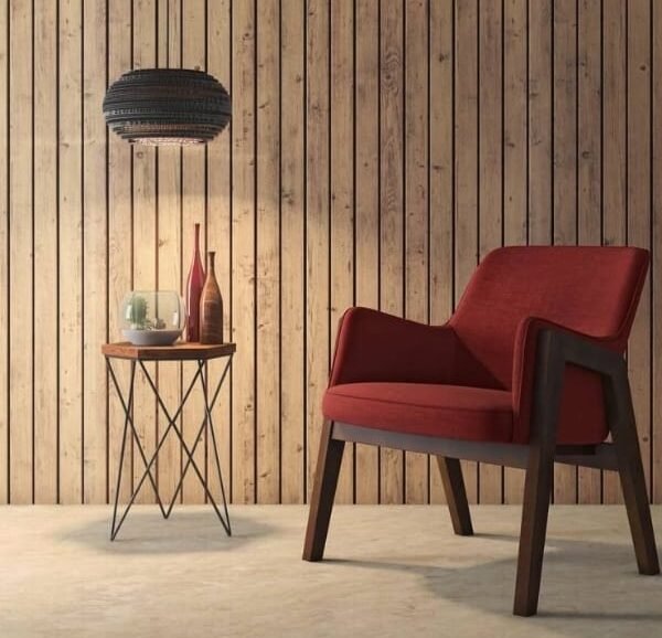 Canva  Fabric Lounge Chair in Red Colour