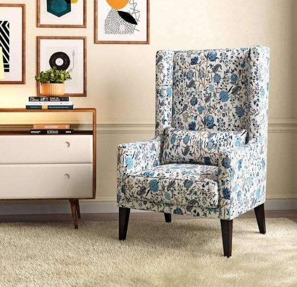 Wrangler Floral Fabric Lounge Chair in Calico  Blue Colour
