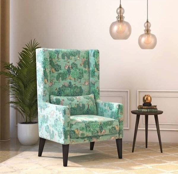 Wrangler Floral Fabric Lounge Chair in Pista Green Colour