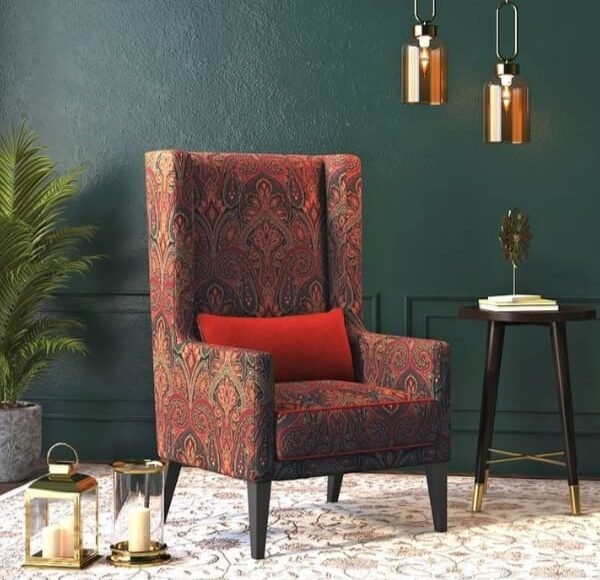 Wrangler Floral Fabric Lounge Chair in Tuscan Red Colour