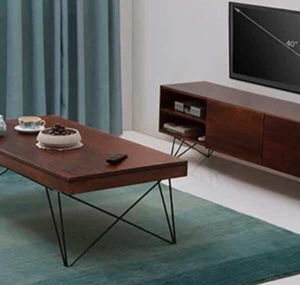 Sunday Solid Wood TV Unit - Coffee Table Set in Walnut Finish