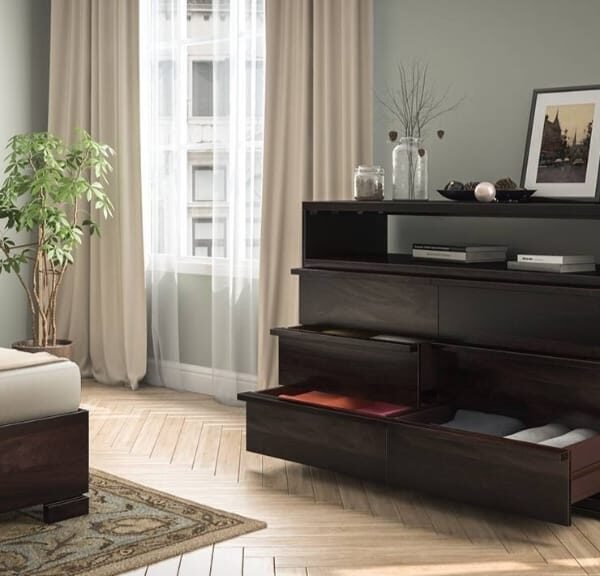 Orio Solid Wood Chest of 6 Drawers in Mahogany Finish