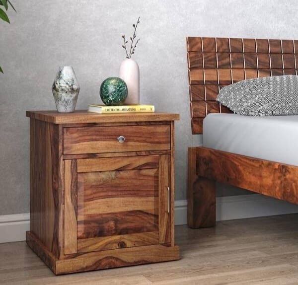 Astin End Table & Bedside Table in Teak Finish
