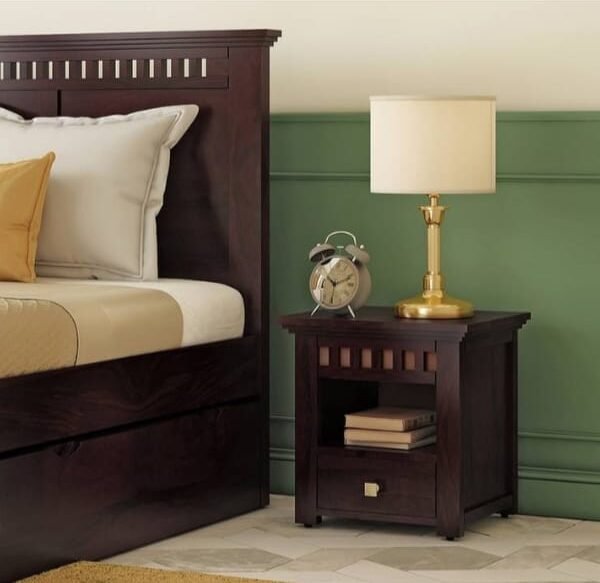 Angela Solid Wood Bedside & End Table Mahogany Finish