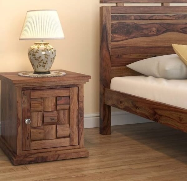 Lehar Solid Wood Bedside & End Table in Teak Finish