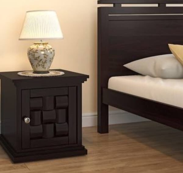 Lehar Solid Bedside & End Table in Mahogany Finish