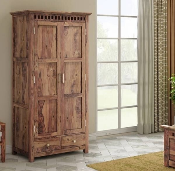 Angela Solid Wood 2 Door Wardrobe (By RUSTIC INTERIO)